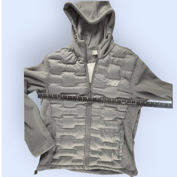 New Balance Men's Jacket Small Full-Zip Gray Quilted Soft Shell Fleece Stretch - Picture 8 of 9